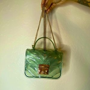 Translucent green cross over body bag LUX